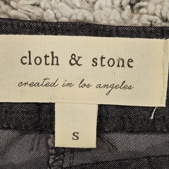 Cloth & Stone SZ S Dark Gray Cropped Flat Front Stretch Pant W/Side Braid Detail - Picture 3 of 11